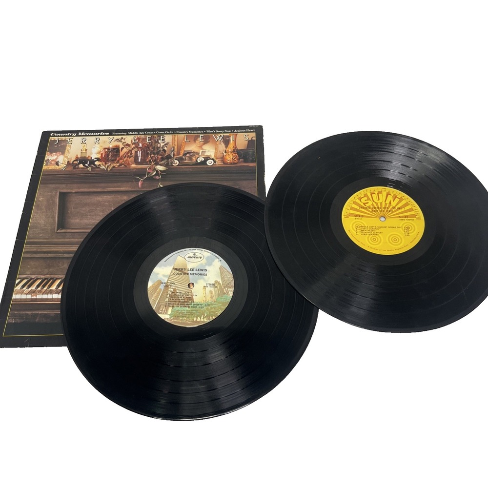 Jerry Lee Lewis Vintage Record X2 LP 1977 1970s Country Memories Golden Hits